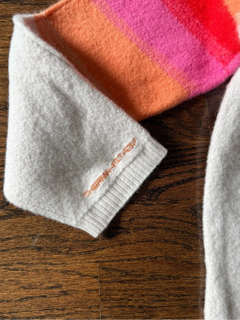 Nike Yoga small Colorblock Crewneck Sweater in White, Pink, Orange & Red